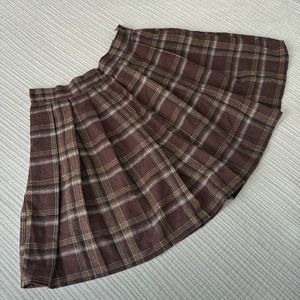 Brown Plaid Skirt